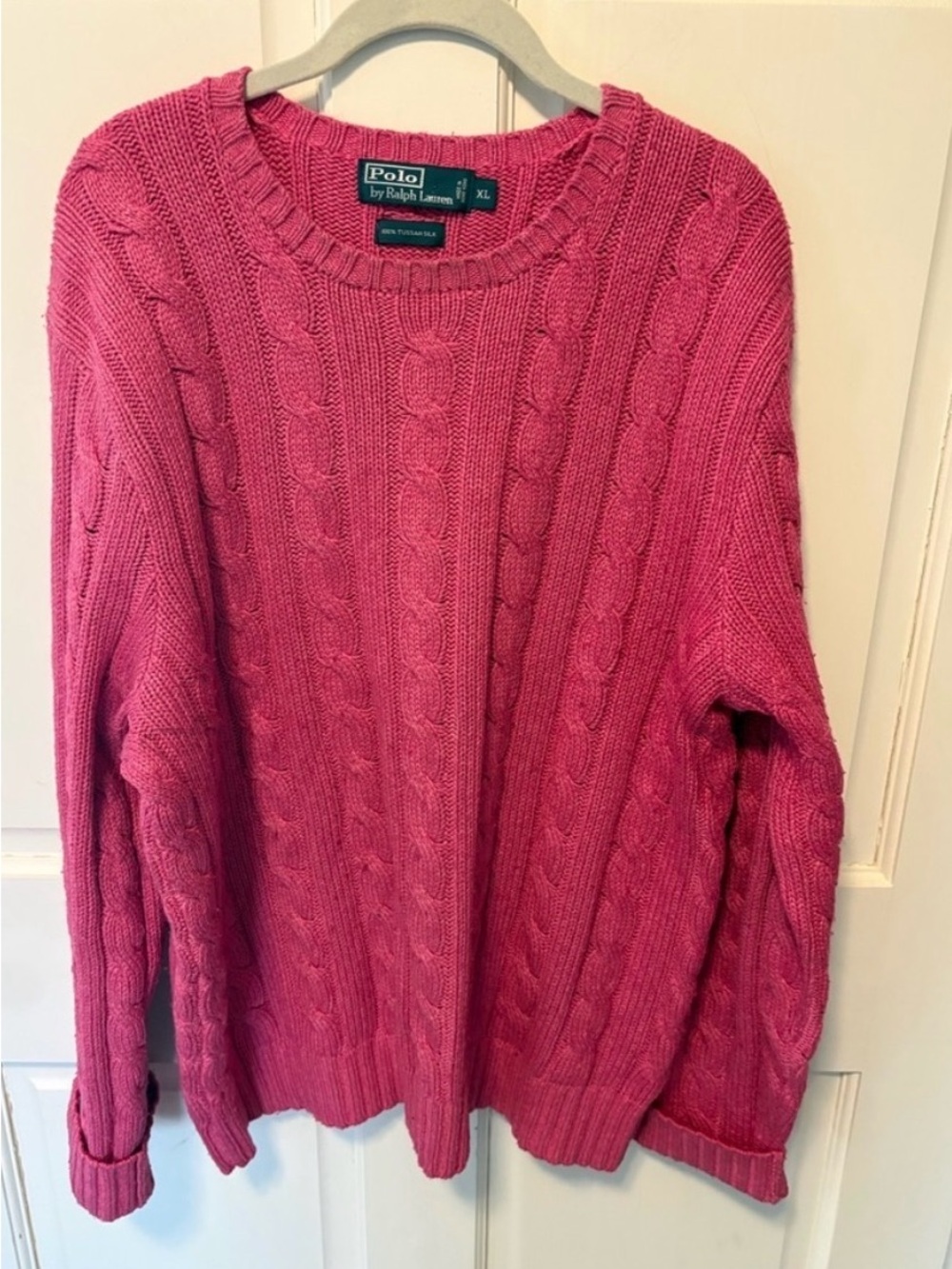 Polo by Ralph Lauren Men's Pink Cable Knit Sweater